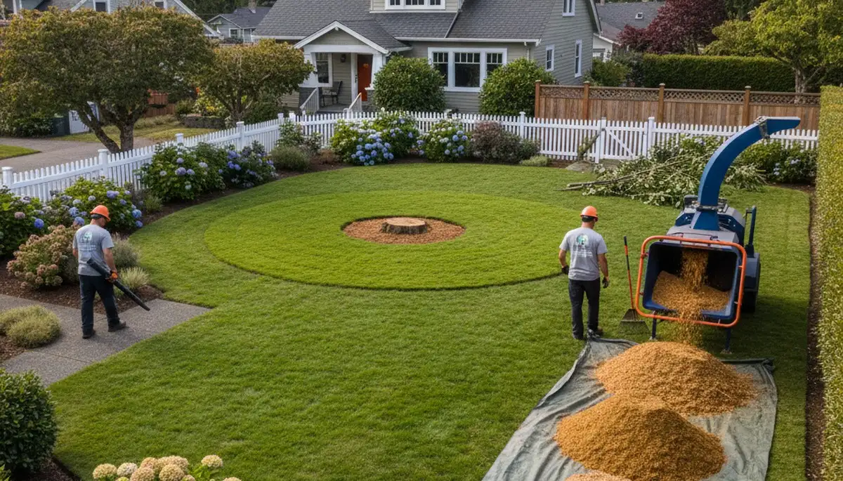 Seattle WA yard after professional tree removal, stump grinding, and full cleanup by Chop Chop Tree crew