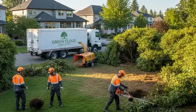 Professional shrub removal service in Seattle, WA by Chop Chop Tree experts clearing overgrown yard shrubs