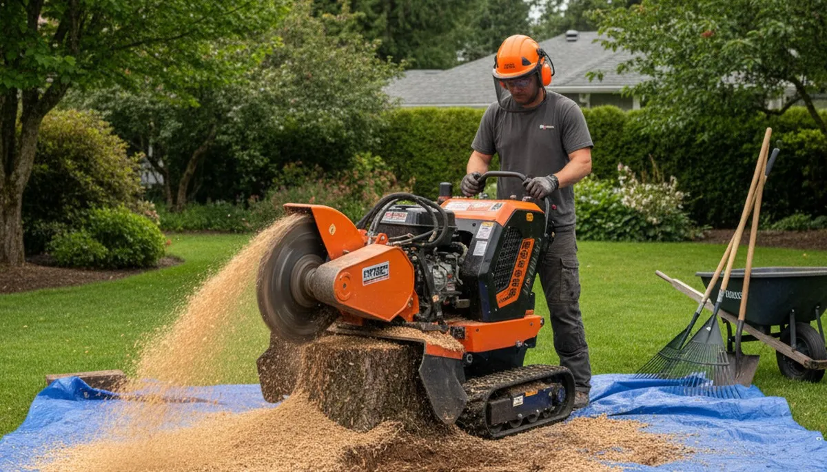 Professional stump grinding and tree removal service in Kenmore, WA for lawn restoration and landscaping