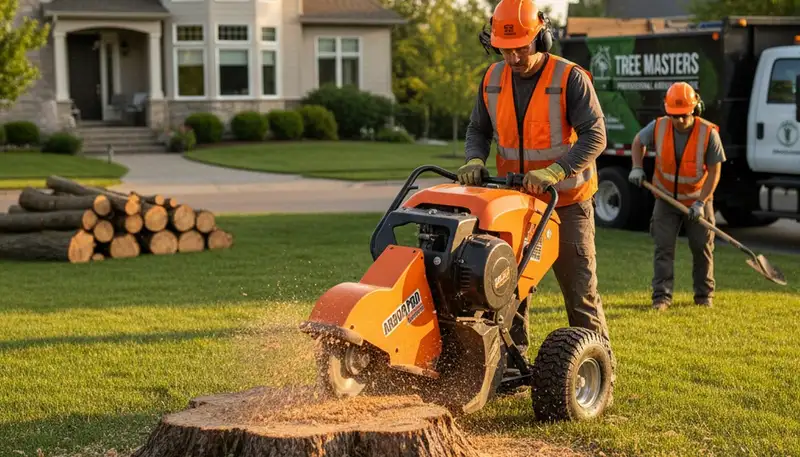 Professional stump removal service in Seattle, WA clearing tree stumps from residential yard