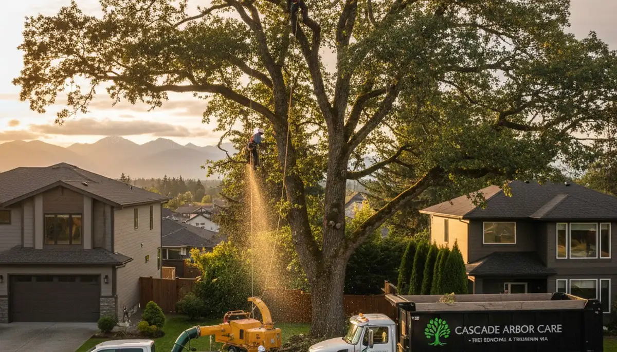 Professional tree removal service in Seattle WA safely cutting and clearing residential trees