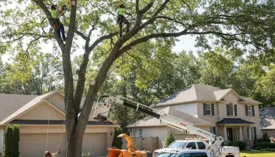 Arborist trimming tall maple tree in Seattle, WA for professional tree maintenance service