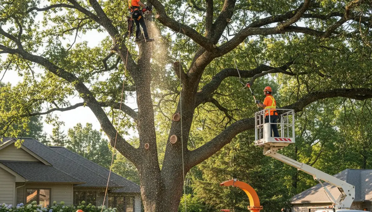 Arborist trimming tall fir tree in Seattle, WA for Chop Chop Tree professional tree service