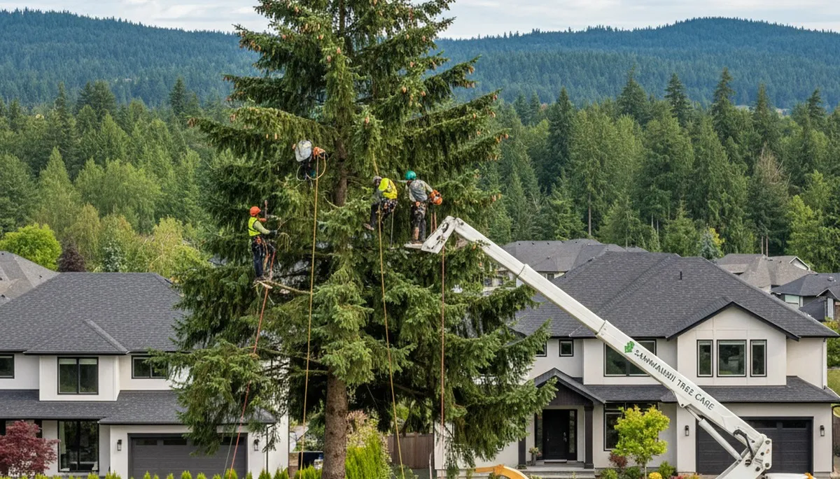 Professional tree removal service in Seattle, WA safely cutting and clearing large trees